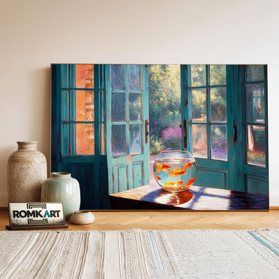 Room of Orange Fish-topaz-remove Marine Life Oil Painting - image 3