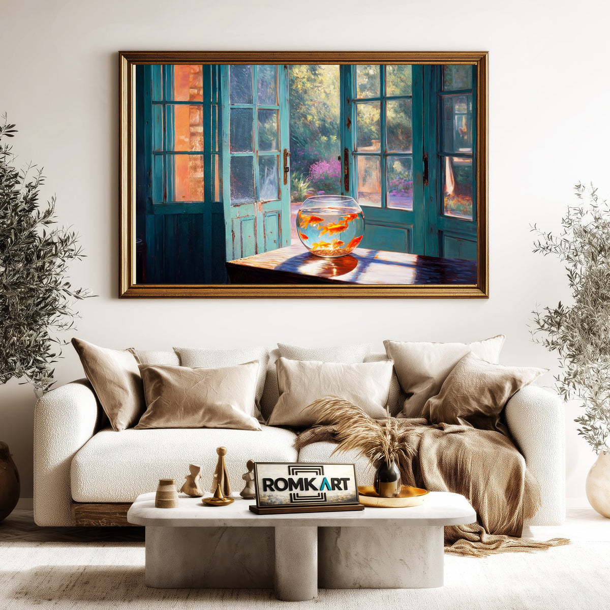 Room of Orange Fish-topaz-remove Marine Life Oil Painting - image 5