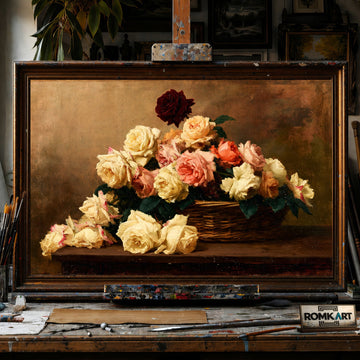 Rose Floral Still Life - Hand-Painted Oil Painting - View 1