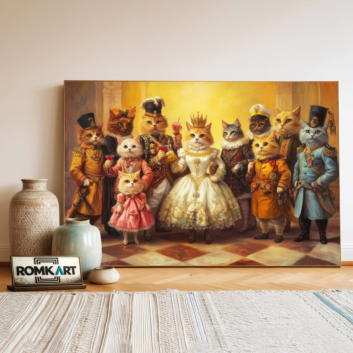 Royal Cat Family Oil Painting - image 3