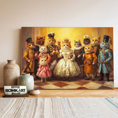 Royal Cat Family Oil Painting - image 3