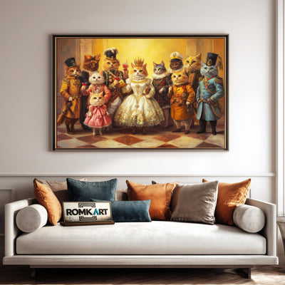 Royal Cat Family Oil Painting - image 4