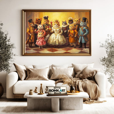 Royal Cat Family Oil Painting - image 5