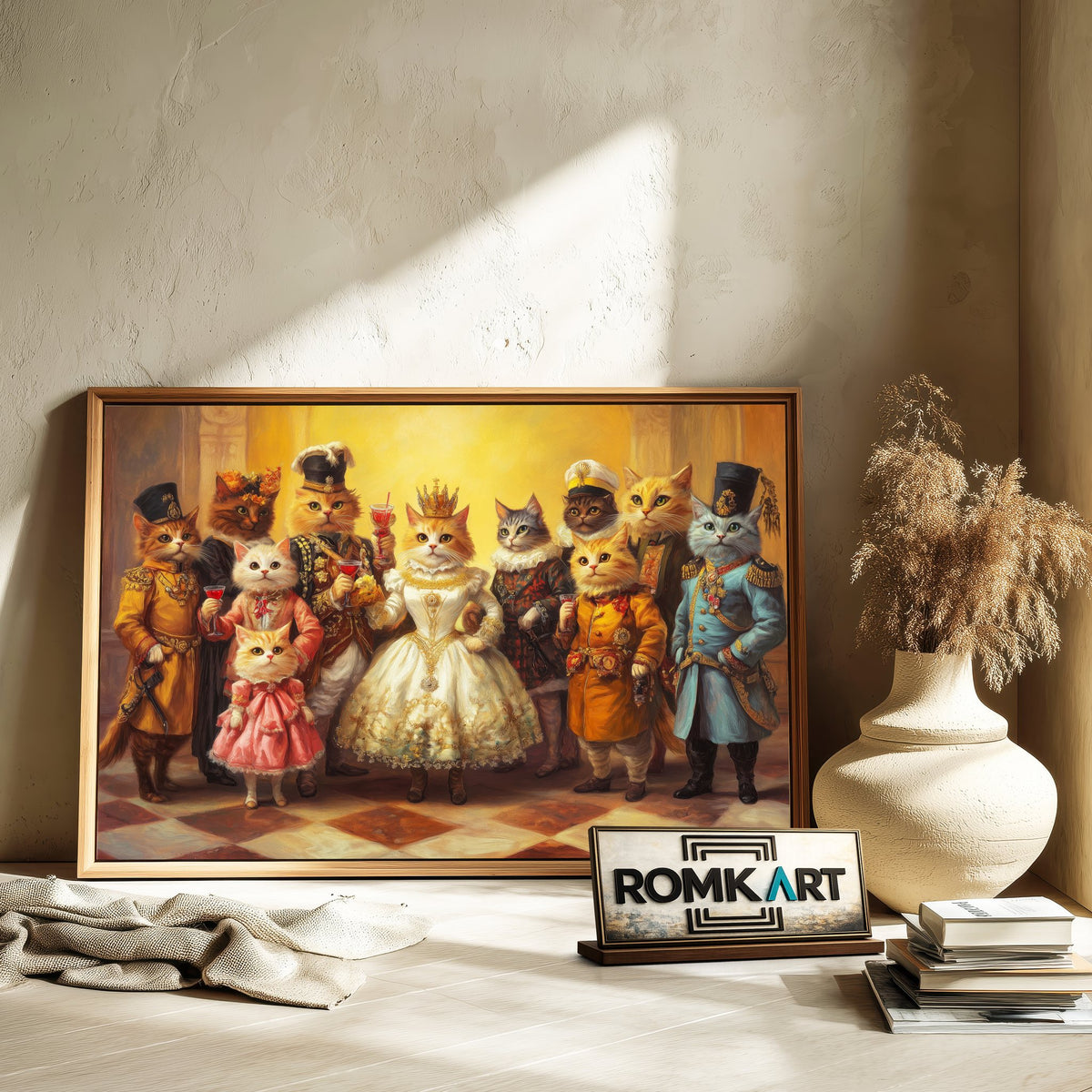 Royal Cat Family Oil Painting - image 6