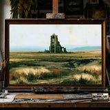 Ruined Gothic Church in European landscape - Hand-Painted Oil Painting - View 1