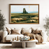 Ruined Gothic Church In European Landscape Oil Painting - image 5