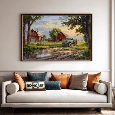 Rural Farm Landscape Countryside Oil Painting - image 4