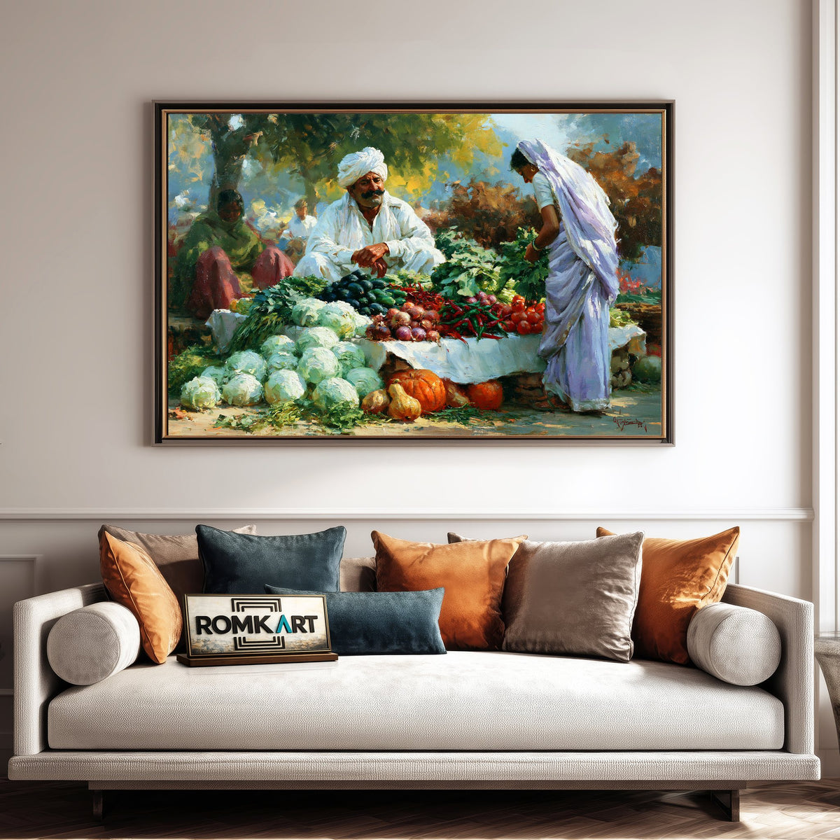 Rural Indian vegetable market Countryside Oil Painting - image 4