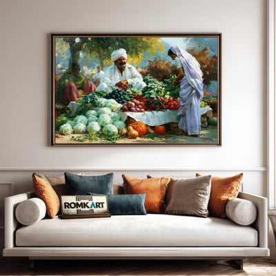 Rural Indian vegetable market Countryside Oil Painting - image 4