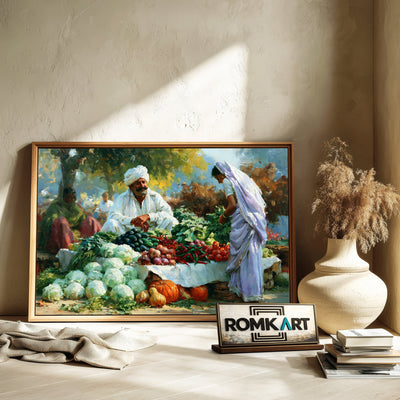 Rural Indian vegetable market Countryside Oil Painting - image 6