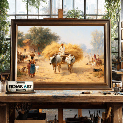 Rural Indian Village Oil Painting - image 2