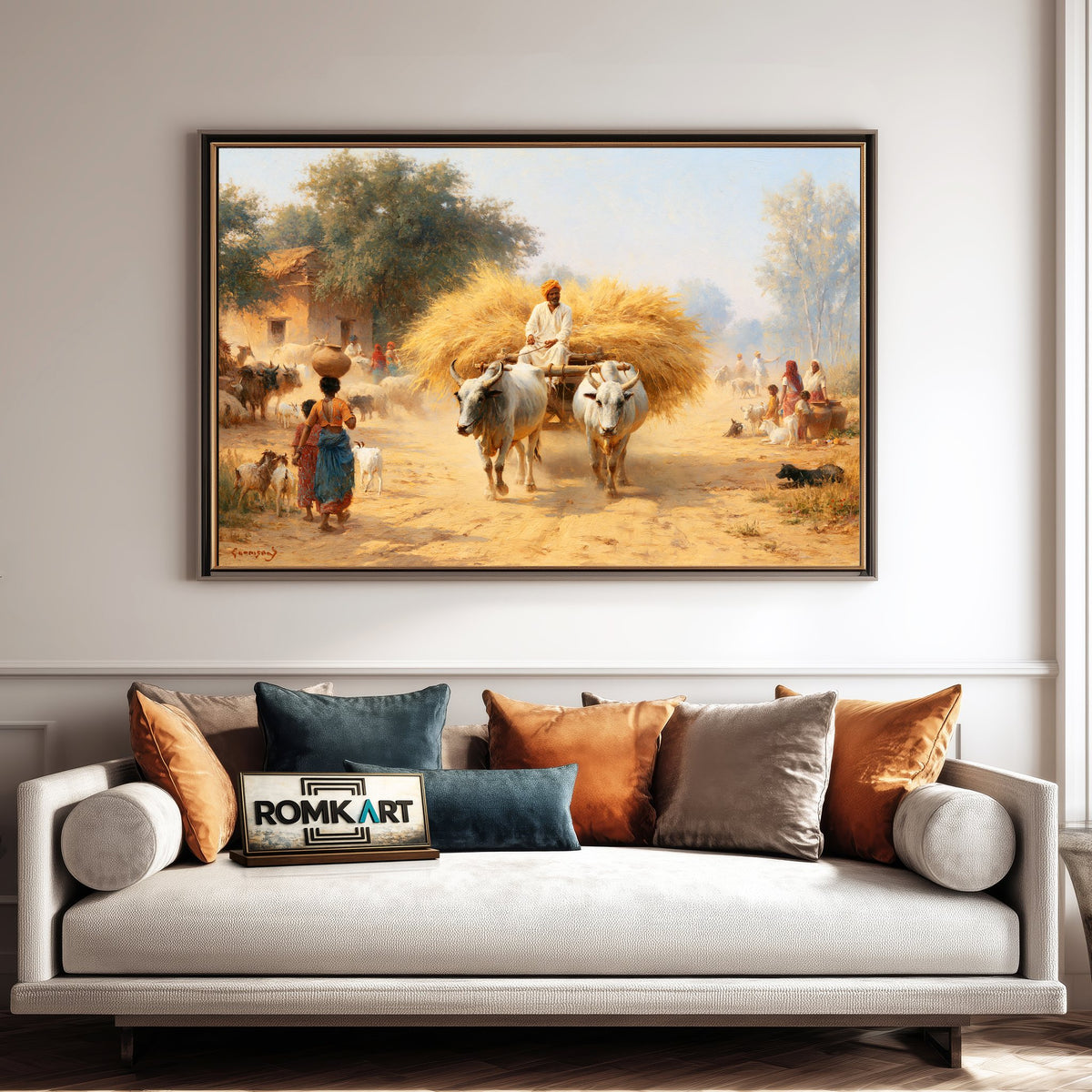 Rural Indian Village Oil Painting - image 4