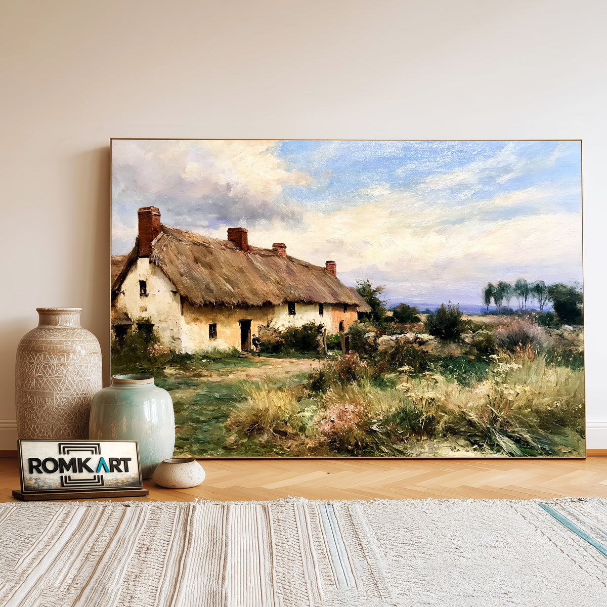 Rustic Countryside Cottage Oil Painting - image 3