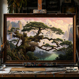 Sacred Ancient Pine Tree hand-painted oil painting on canvas