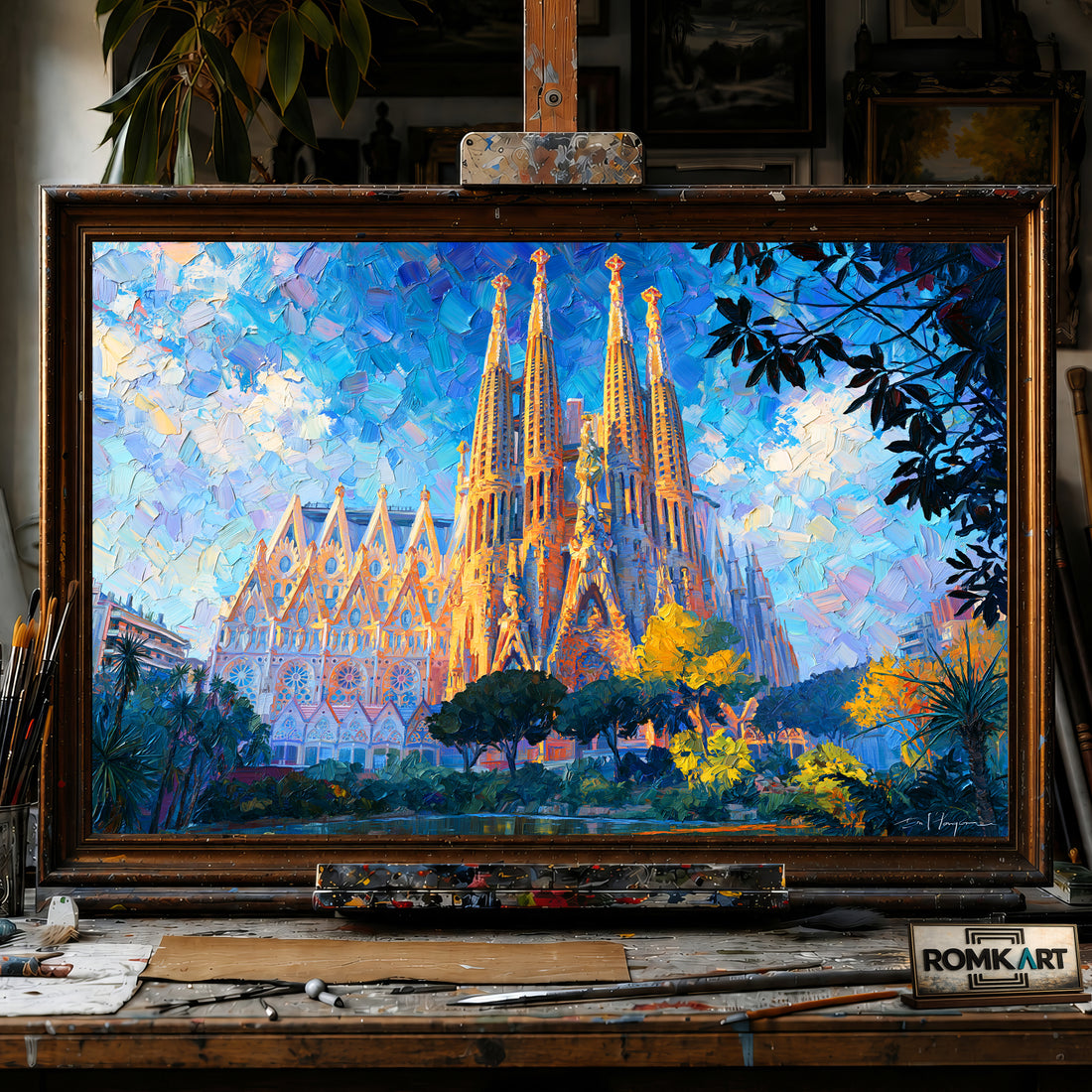 Sagrada Família, Barcelona hand-painted oil painting on canvas