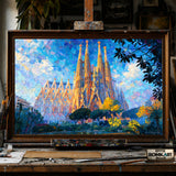 Sagrada Família, Barcelona hand-painted oil painting on canvas