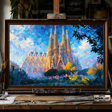 Sagrada Família, Barcelona hand-painted oil painting on canvas