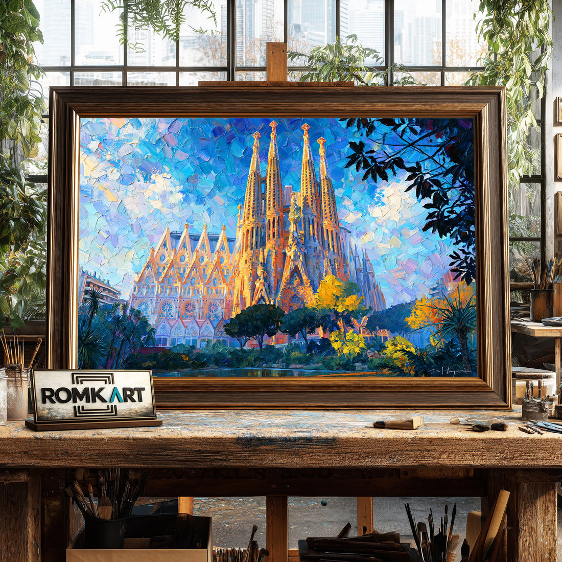 Sagrada Família, Barcelona hand-painted oil painting on canvas