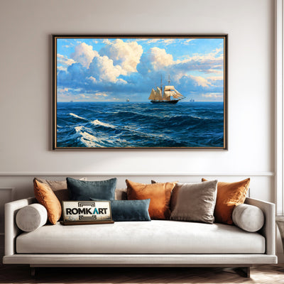 Sailing Ship In Summer Ocean Oil Painting - image 4