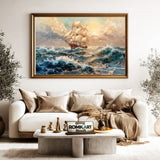Sailing Ship on Storm Ocean Maritime Oil Painting - image 5