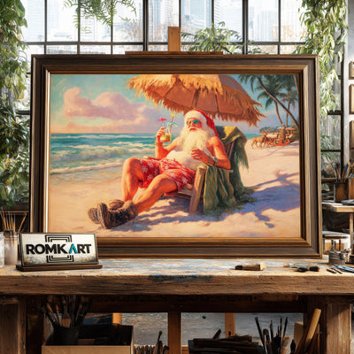 Santa Vacation Figurative Oil Painting - image 2