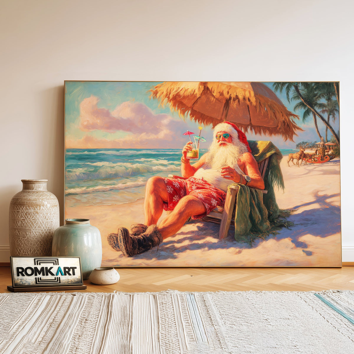 Santa Vacation Figurative Oil Painting - image 3