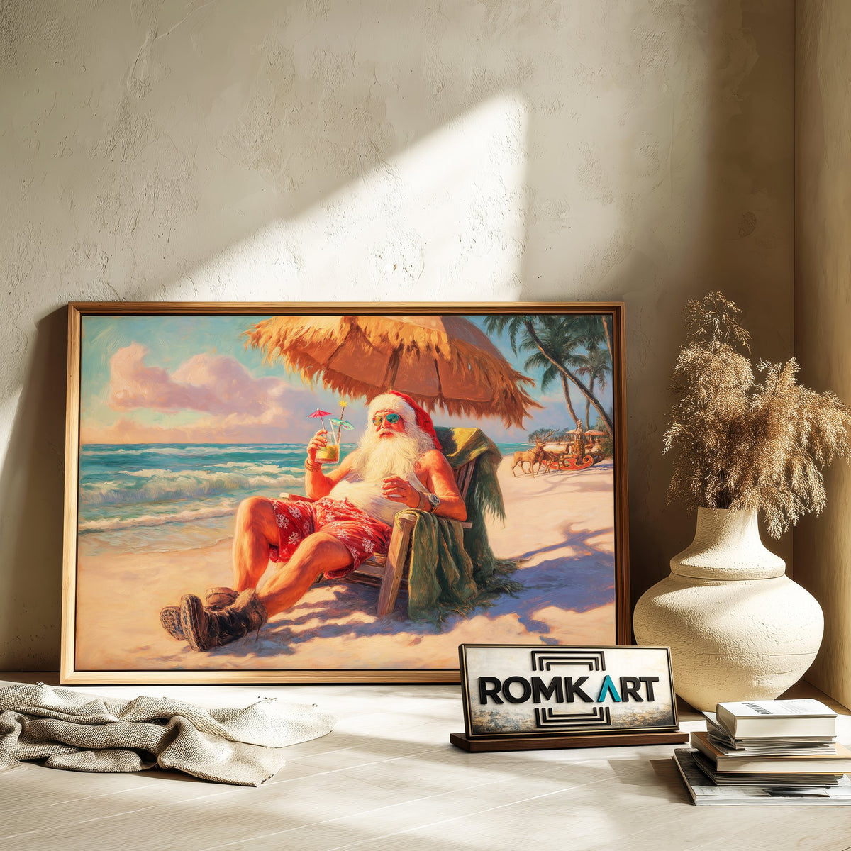 Santa Vacation Figurative Oil Painting - image 6