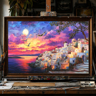 Santorini - Hand-Painted Oil Painting - View 1