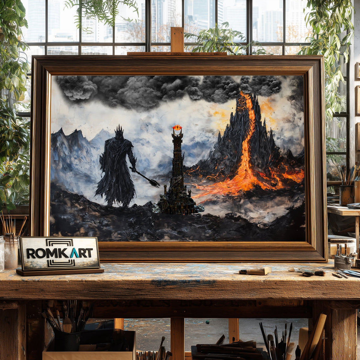 Sauron Mount Doom Landscape Fantasy Oil Painting - image 2