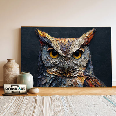 Screech Owl Bird Oil Painting - image 3