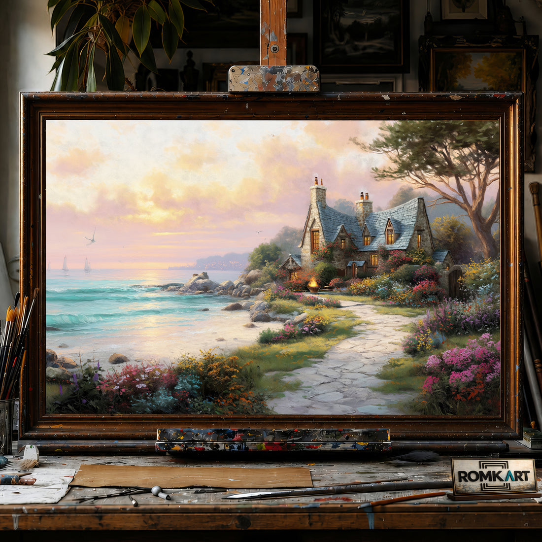 Seaside Villas Seascape Oil Painting