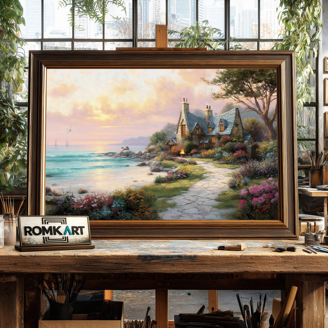 Seaside Villas Seascape Oil Painting