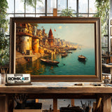 Serene Banaras Ghats Asian Art Oil Painting - image 2