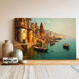 Serene Banaras Ghats Asian Art Oil Painting - image 3