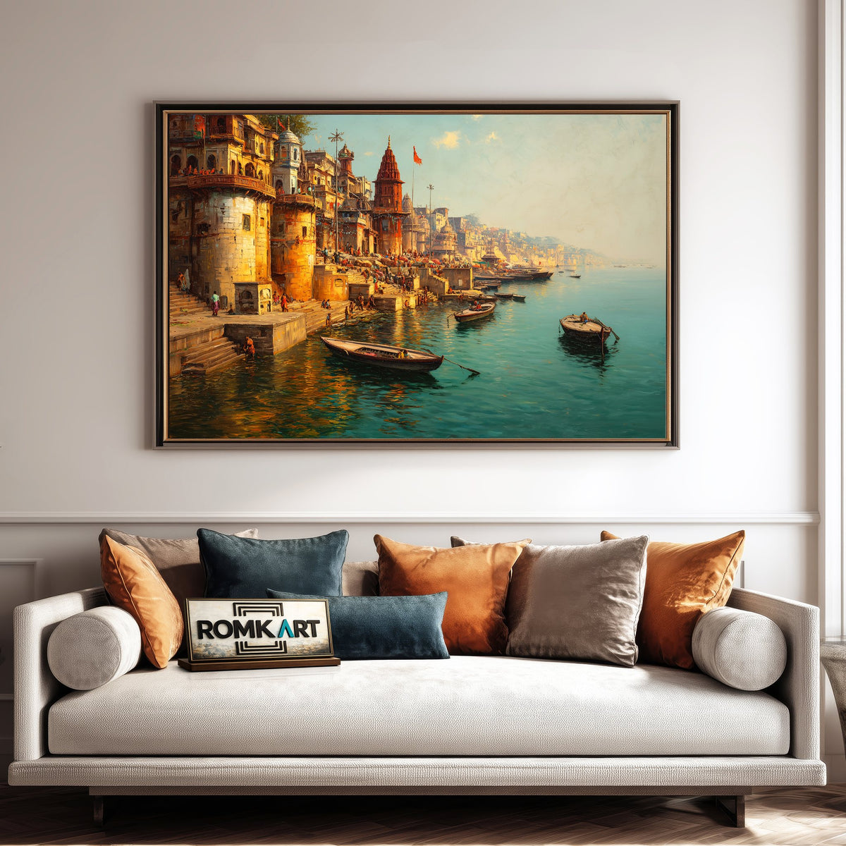 Serene Banaras Ghats Asian Art Oil Painting - image 4