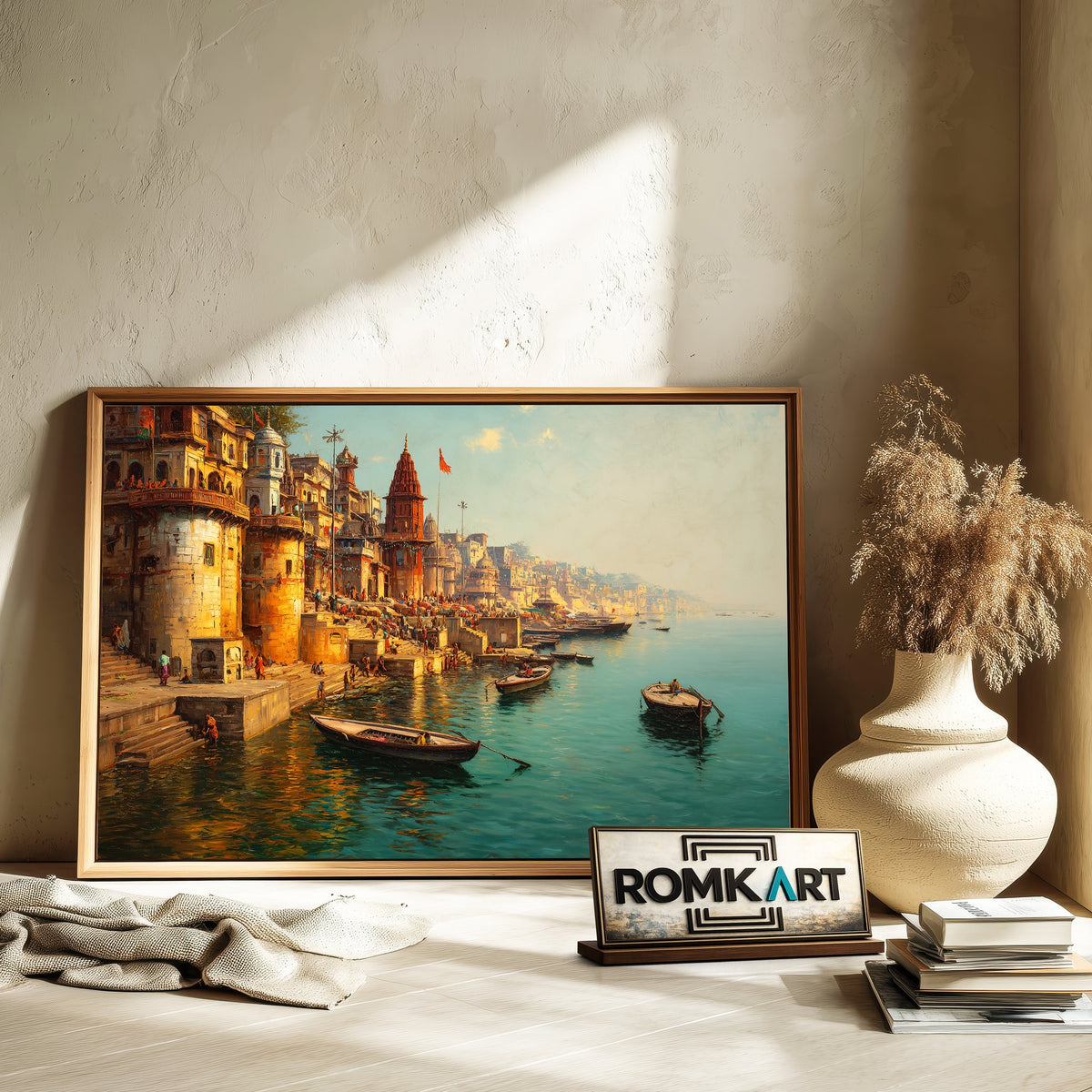 Serene Banaras Ghats Asian Art Oil Painting - image 6