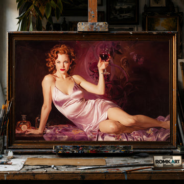 Sexy Wine Women hand-painted oil painting on canvas