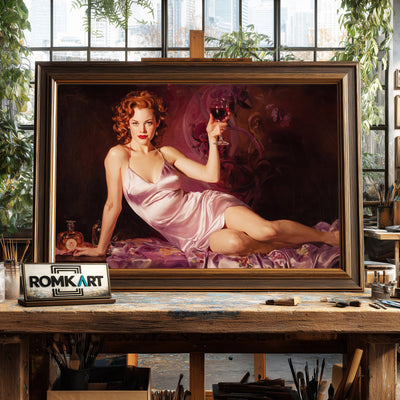 Sexy Wine Women Figurative Oil Painting - image 2
