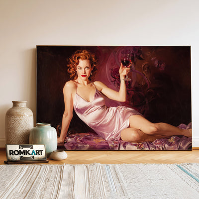 Sexy Wine Women Figurative Oil Painting - image 3