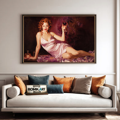 Sexy Wine Women Figurative Oil Painting - image 4