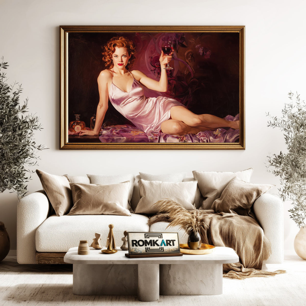 Sexy Wine Women Figurative Oil Painting - image 5