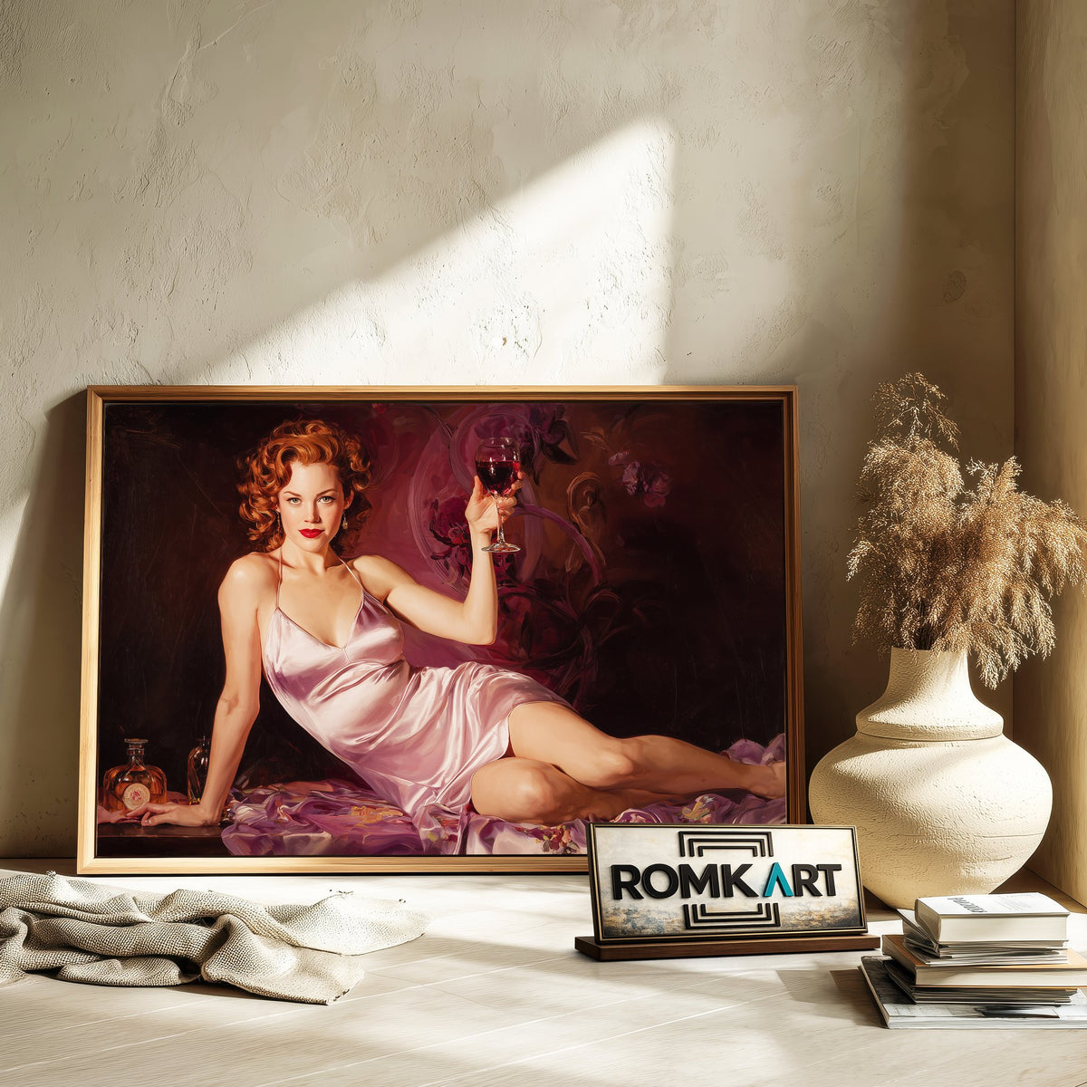 Sexy Wine Women Figurative Oil Painting - image 6