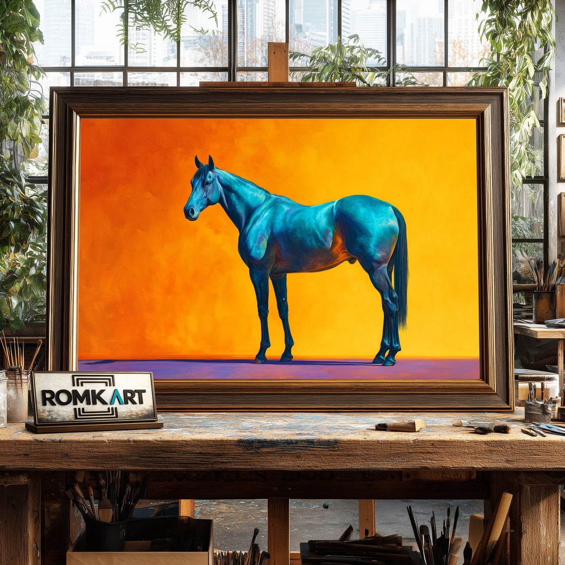 Shadows of Horse - Hand-Painted Oil Painting - View 1