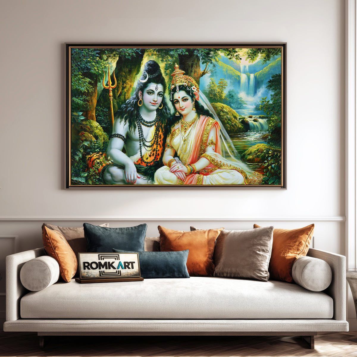 Shiva and Parvati Lord Hindu Oil Painting - image 4