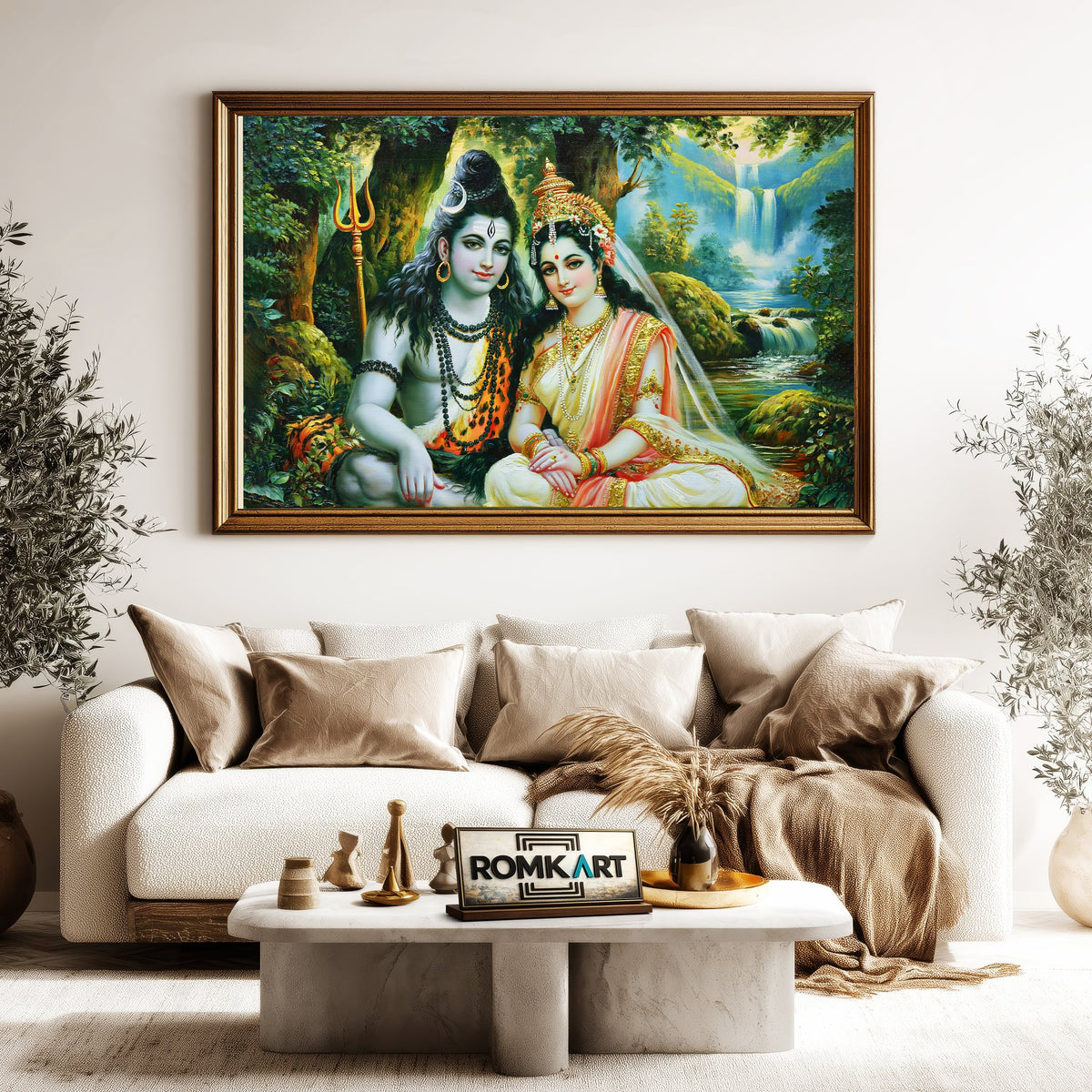 Shiva and Parvati Lord Hindu Oil Painting - image 5