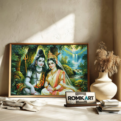 Shiva and Parvati Lord Hindu Oil Painting - image 6