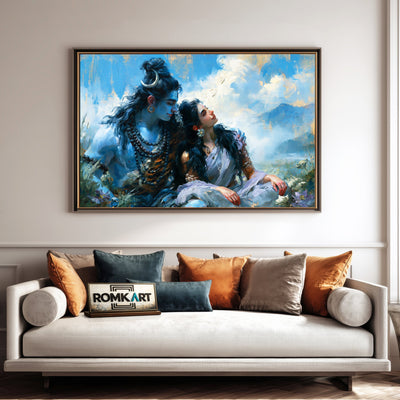 Shiva and Parvati Hindu Oil Painting - image 4