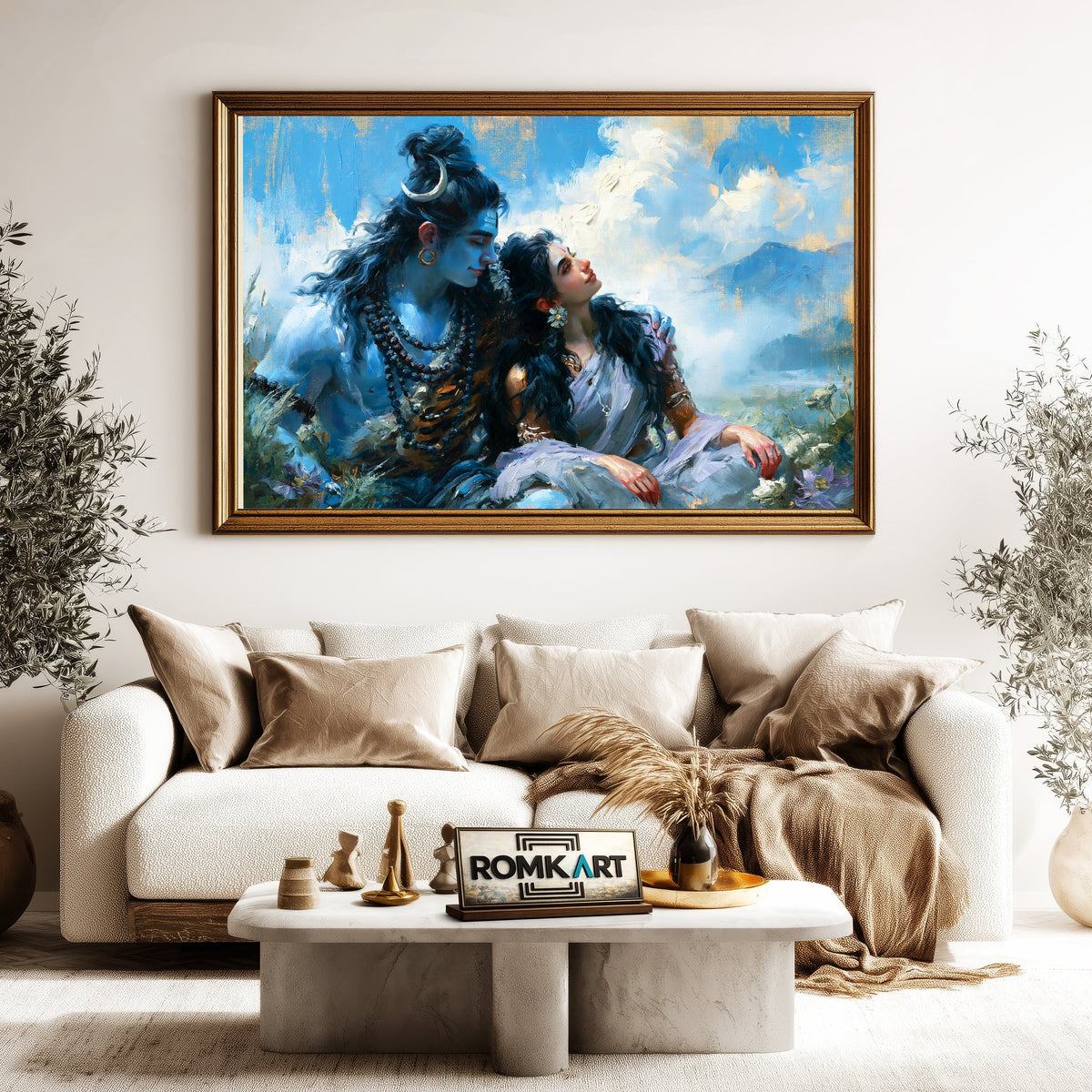 Shiva and Parvati Hindu Oil Painting - image 5