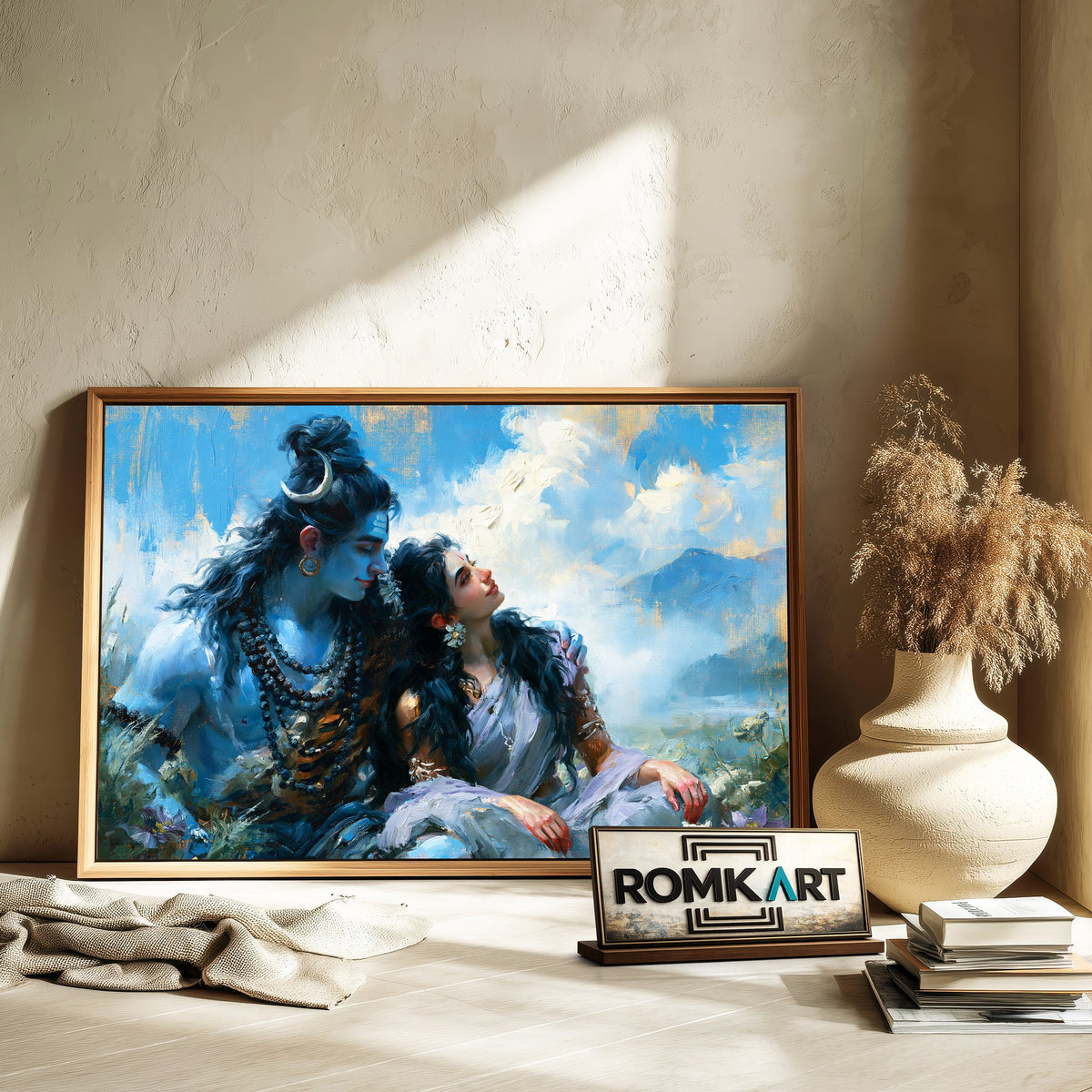 Shiva and Parvati Hindu Oil Painting - image 6