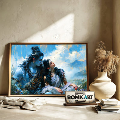 Shiva and Parvati Hindu Oil Painting - image 6